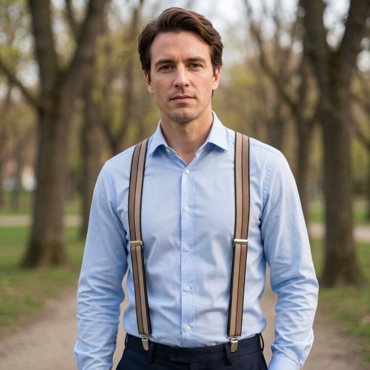 Kšandy pánské, hnědé pruhované MB2051