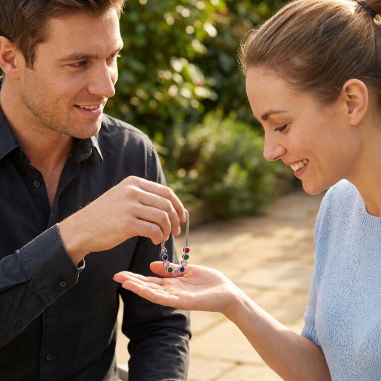 Dámský náramek stříbrný z chirurgické oceli barevný Akada