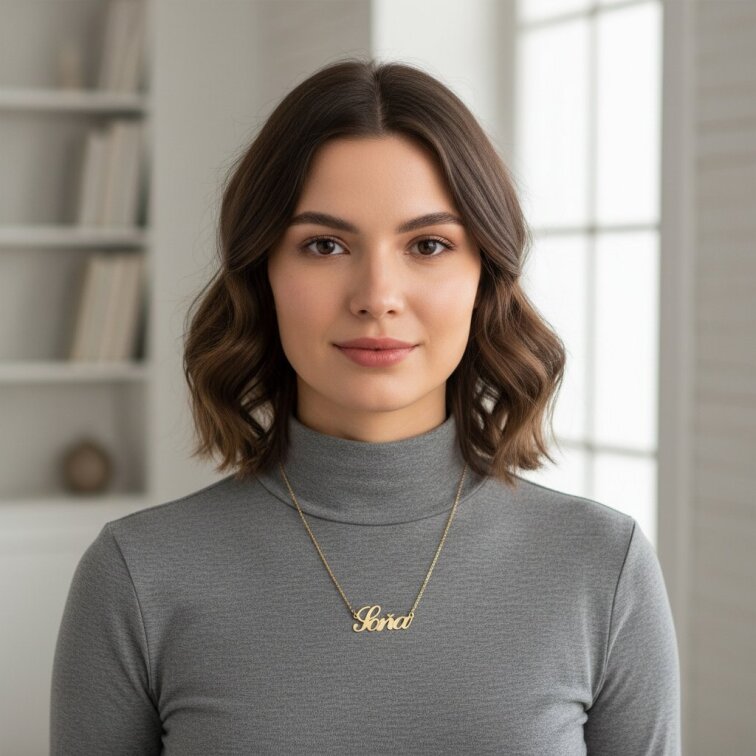 Řetízek z oceli se jménem Soňa zlatá ocel