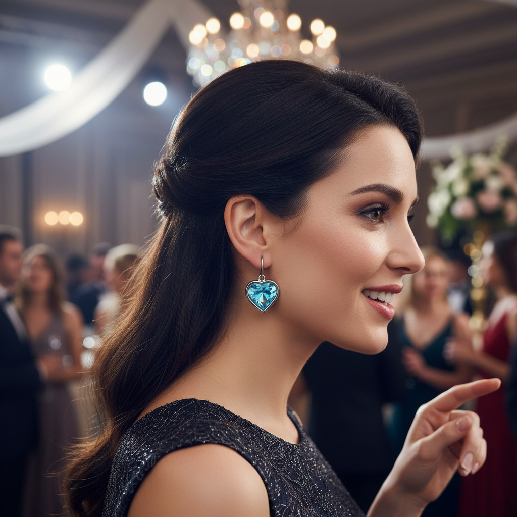 Tyrkysové náušnice srdíčko z chirurgické oceli SD750