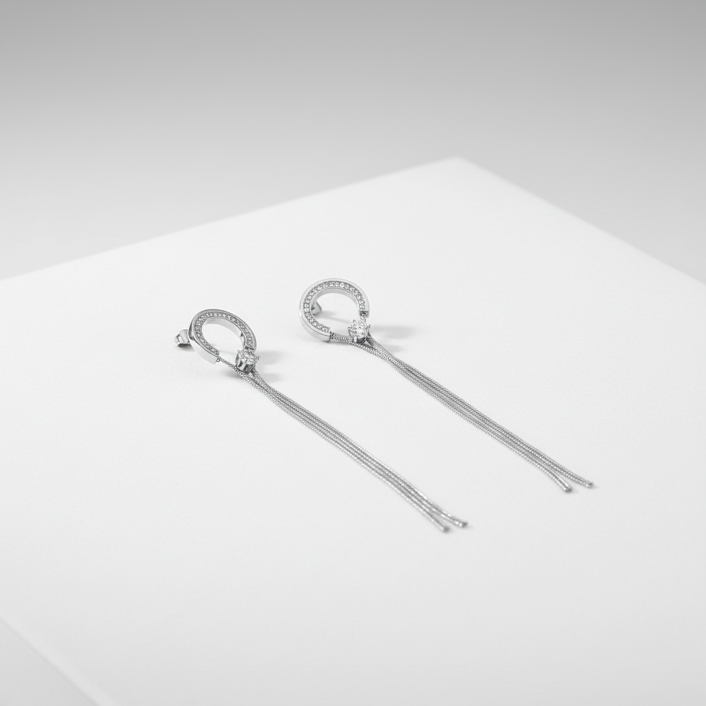 Náušnice ocelové s řetízkem TK2523