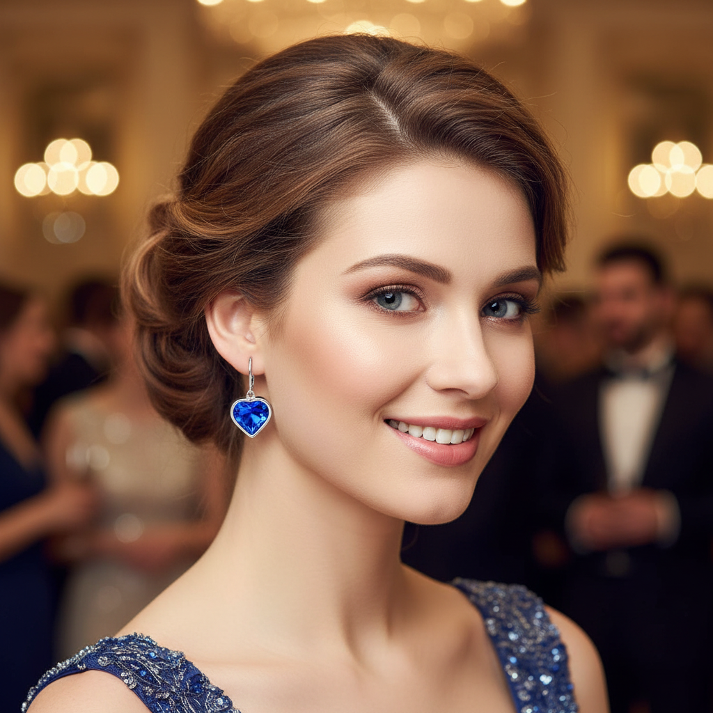 Blue náušnice srdíčko z chirurgické oceli SD749