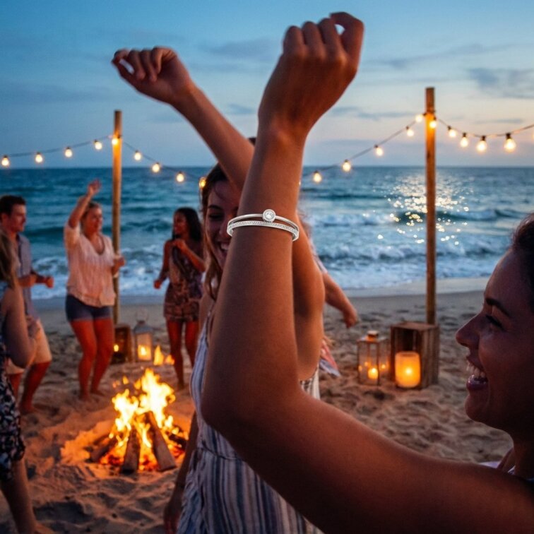 Dámský náramek stříbrný z chirurgické oceli s okem