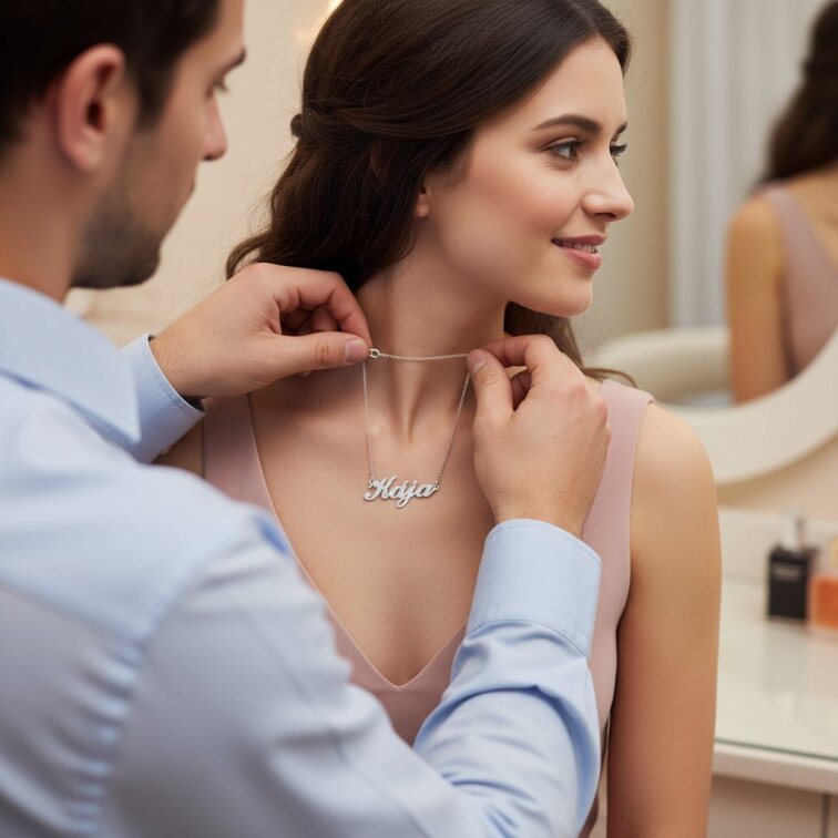 Řetízek z oceli se jménem Kája stříbrný