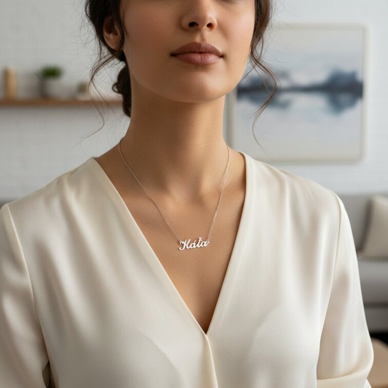 Řetízek z oceli se jménem Káťa stříbrný