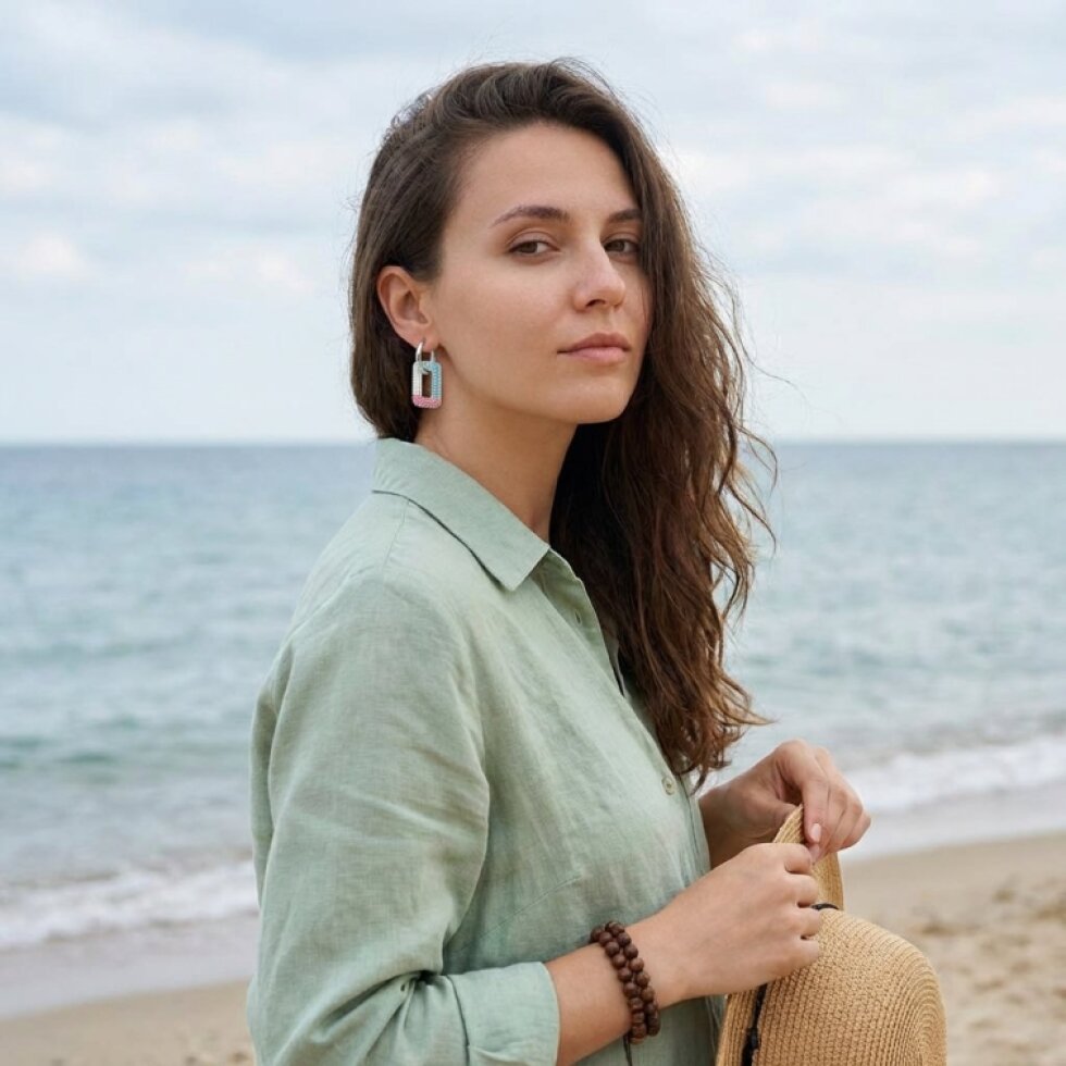 Náušnice barevné obdelníčky z chirurgické oceli se zirkony