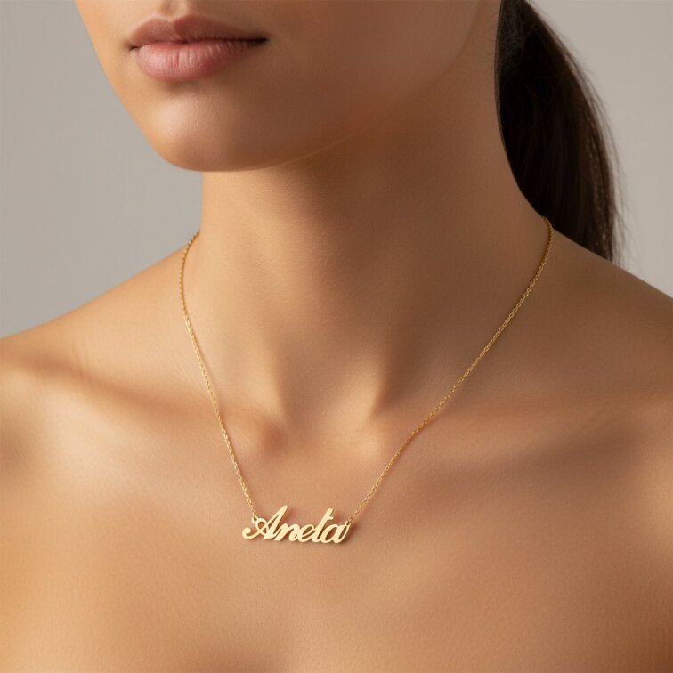 Řetízek z oceli se jménem Aneta zlatá ocel