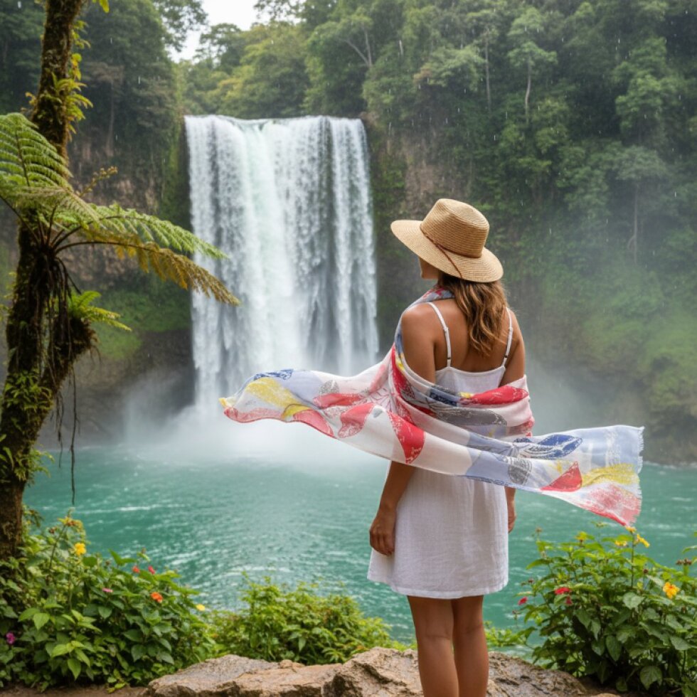 Rozária-wa-155 Dámská šatka s květinovým vzorem 180x90 cm