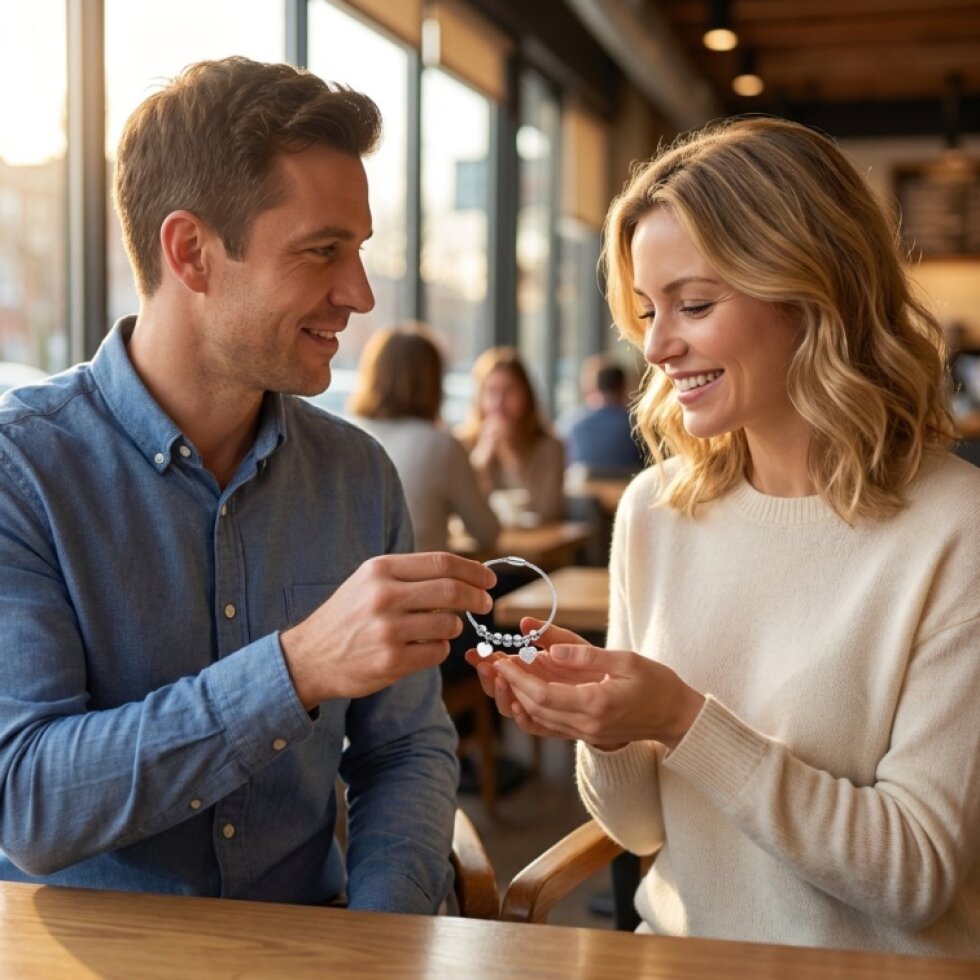 Dámský náramek SL652 s korálky a srdíčky, chirurgická ocel