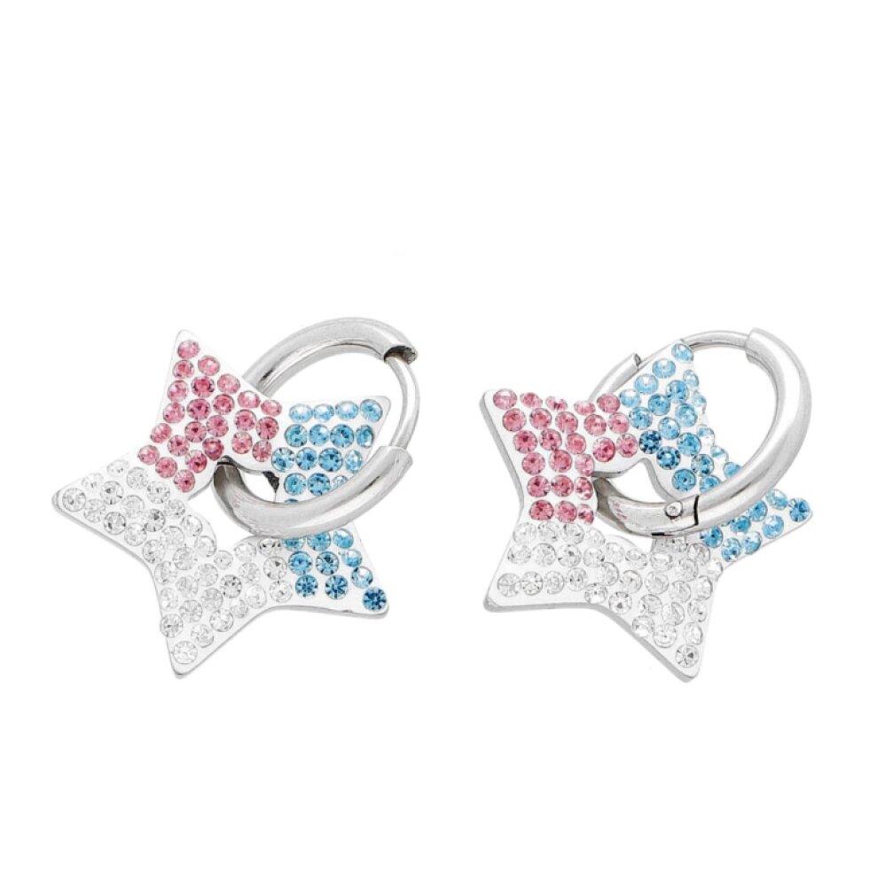 Náušnice barevné hvězdičky z chirurgické oceli se zirkony