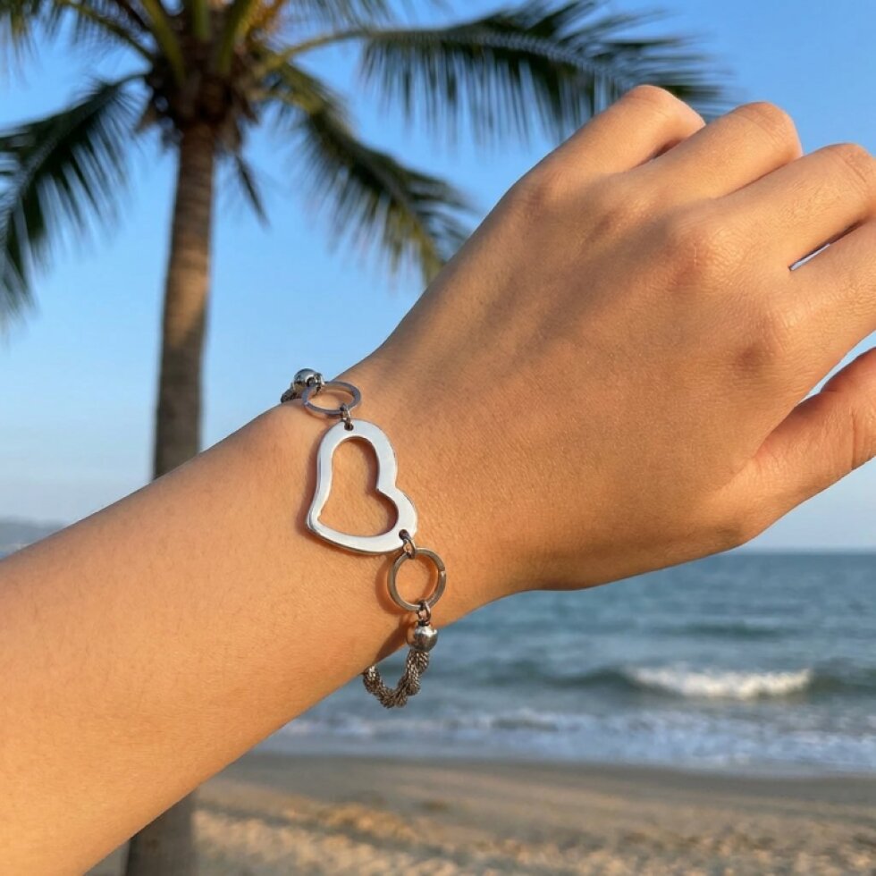 Dámský ocelový náramek srdce SL655