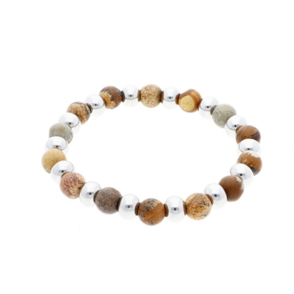 Stylový natahovací náramek s dřevěnými kuličkami - 21 cm