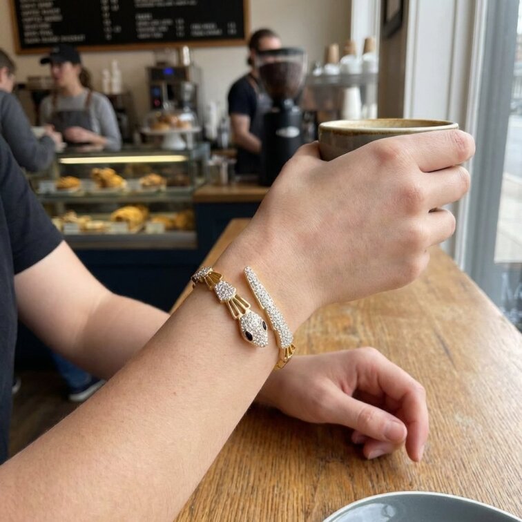 Dámský náramek z chirurgické oceli Had KHF455