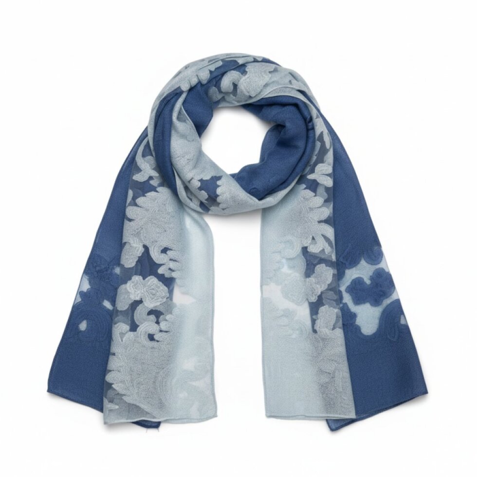 Elegantní šátek Dual Contrast 185x67cm, modrý