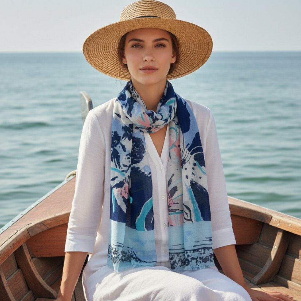 Dámský šátek Rozkvět-wa-172 s květinovým vzorem 180×87 cm