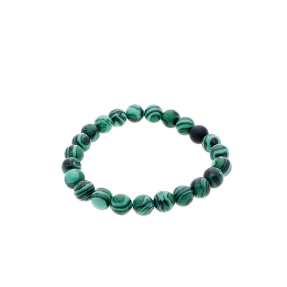 Stylový natahovací náramek se zelenými kuličkami, 8 mm