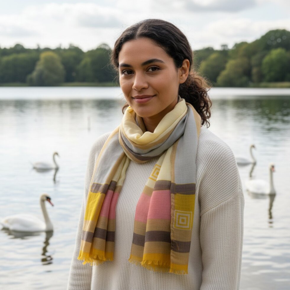 Dámský šátek s barevným lemem 185x90cm,Lemira-wa-148