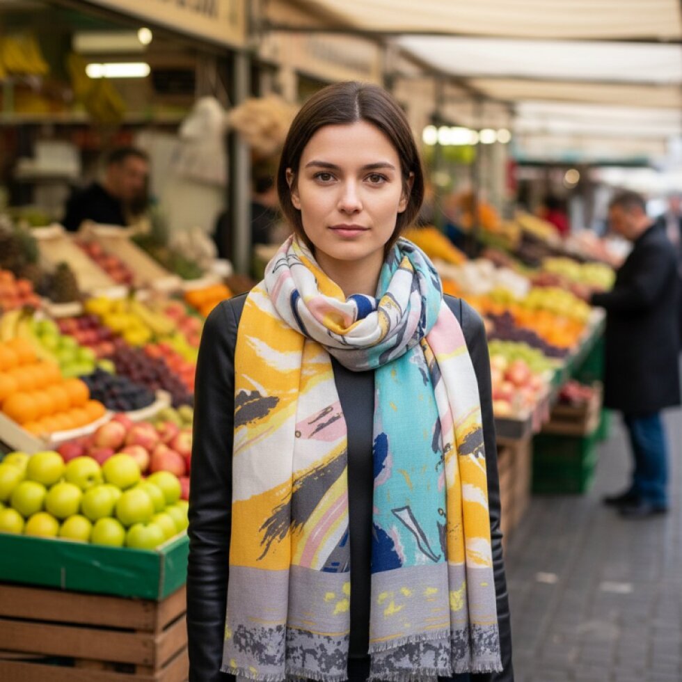 Elegantní dámský šátek Rozkvět-wa-171 s květinovým vzorem