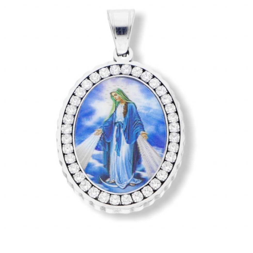 Elegantní Přívěsek Madonka s Krystalky - Chirurgická Ocel