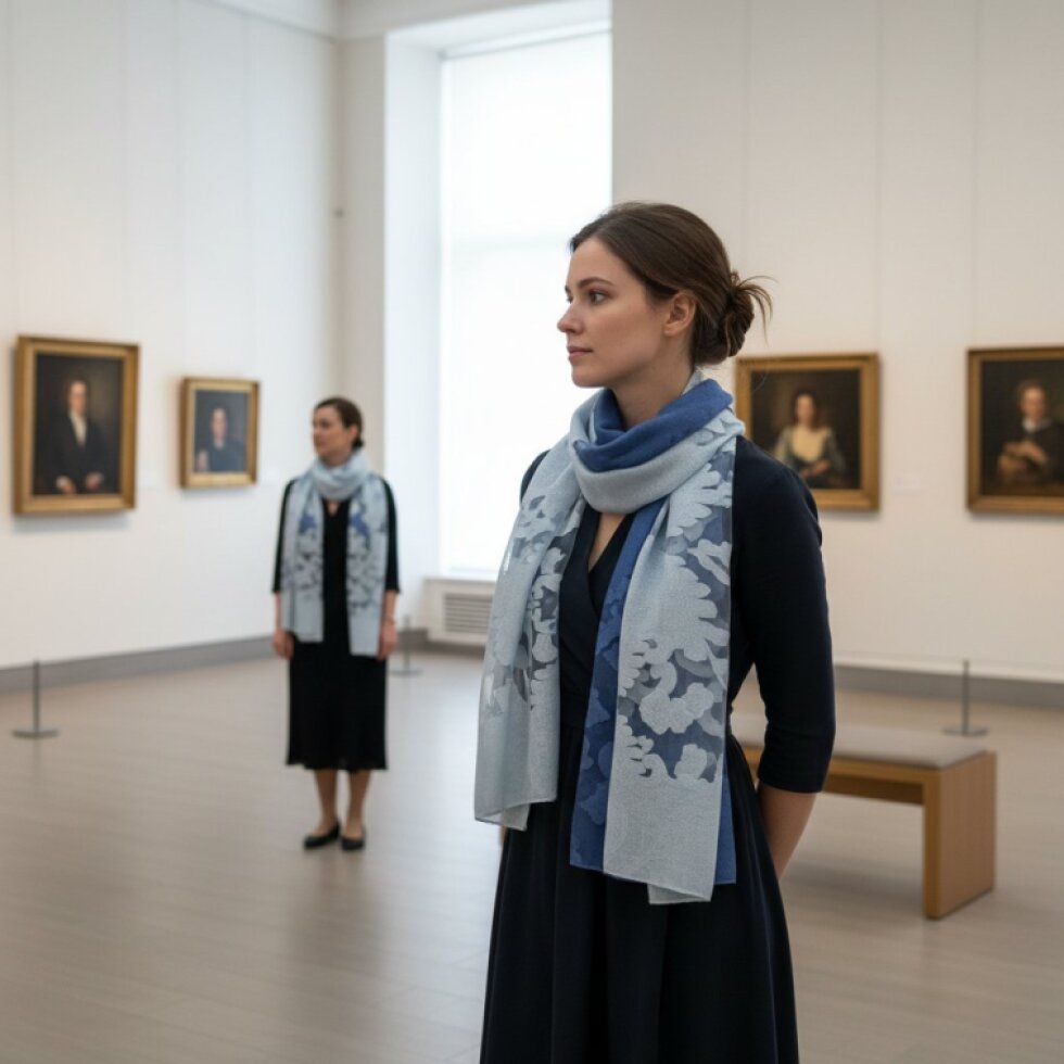 Elegantní šátek Dual Contrast 185x67cm, modrý