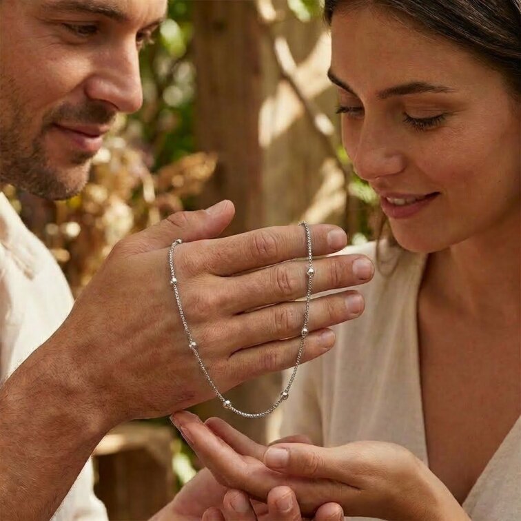 Ocelový řetízek - had s kuličkami, 50cm GHZ384, 22