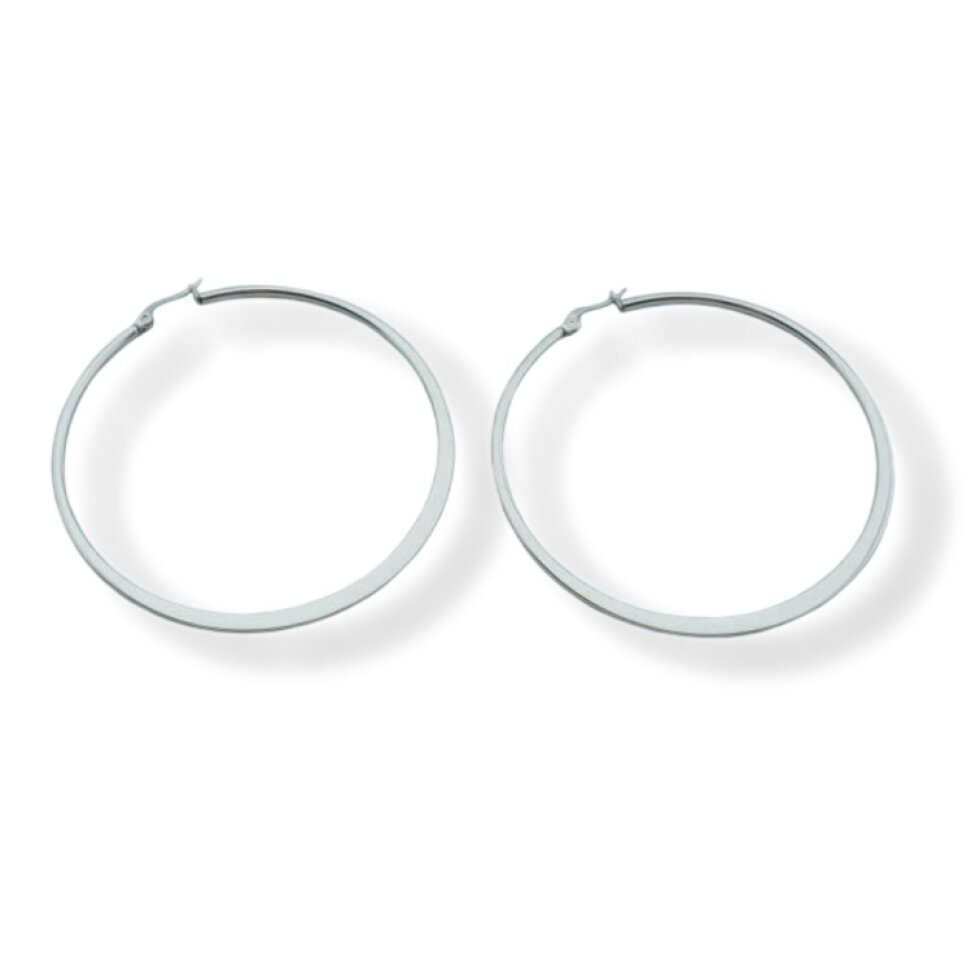 Elegantní ocelové náušnice kruhy 6,5 cm - lesklý povrch