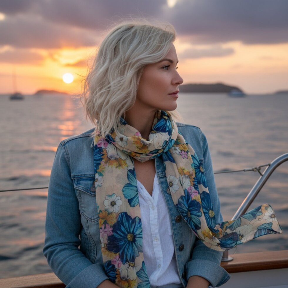 Dámská pestrobarevná šála Florela-wa-140 s květinovým vzorem