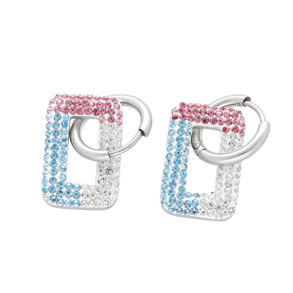 Náušnice barevné obdelníčky z chirurgické oceli se zirkony