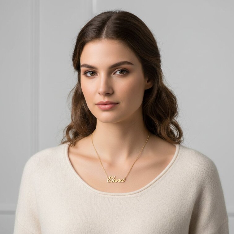 Řetízek z oceli se jménem Elena zlatá ocel