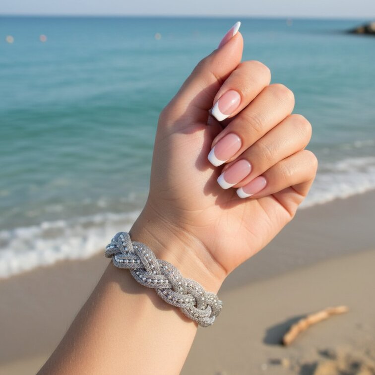 Zapletený dámský ocelový náramek