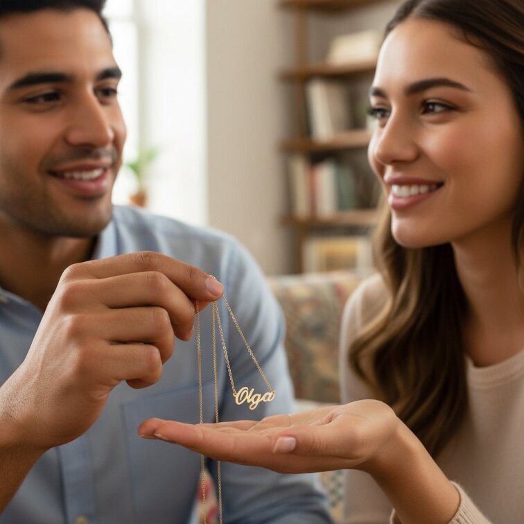 Řetízek z oceli se jménem Olga zlatá ocel