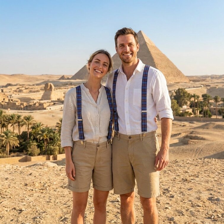 Kšandy pánské, modro - červené káro MB2034