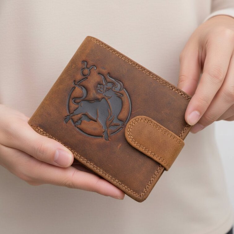 Pánská kožená peněženka se znamením Býk