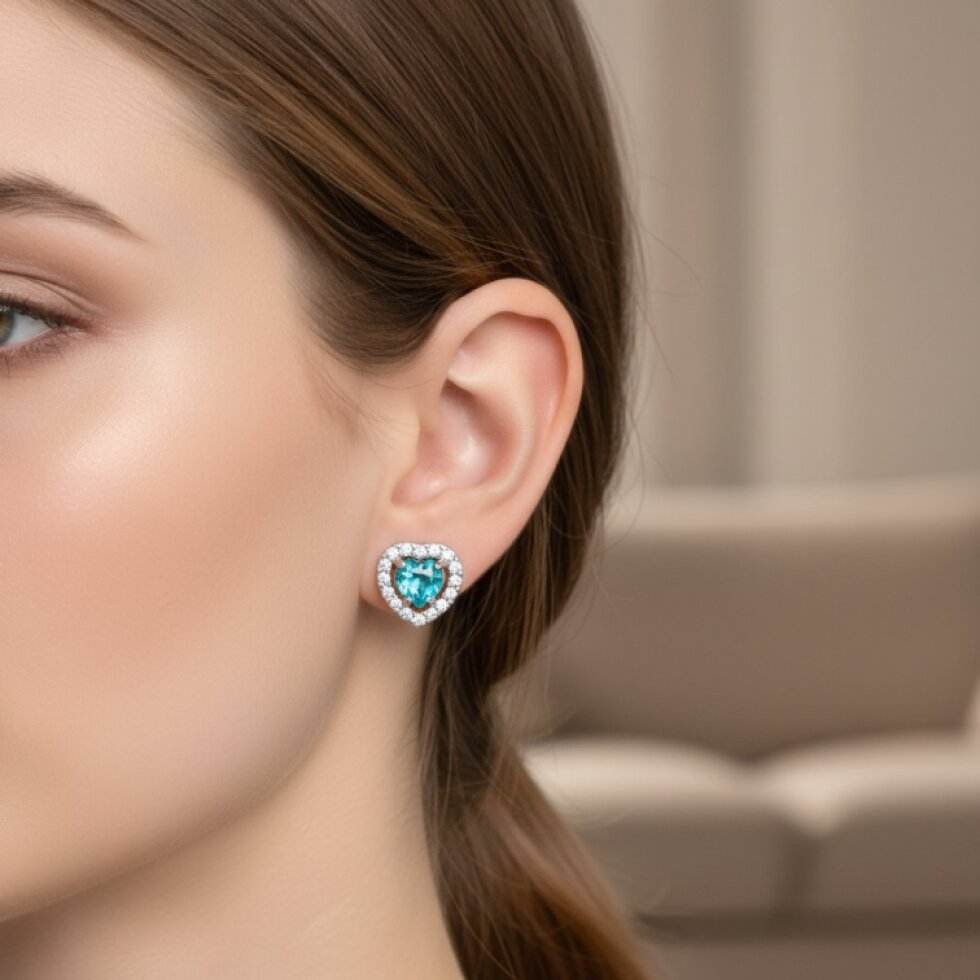 Nerina EW 336 - Ocelové náušnice s akvamarínovým zirkonem