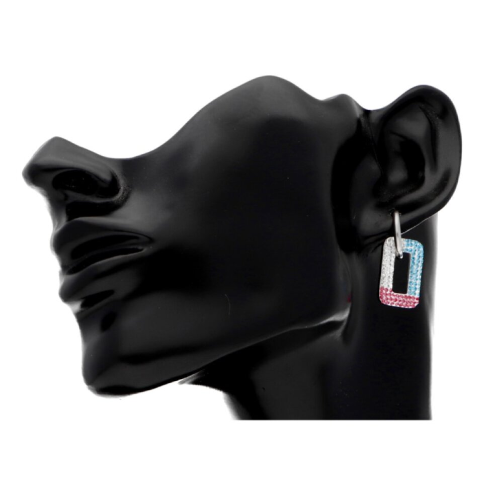 Náušnice barevné obdelníčky z chirurgické oceli se zirkony