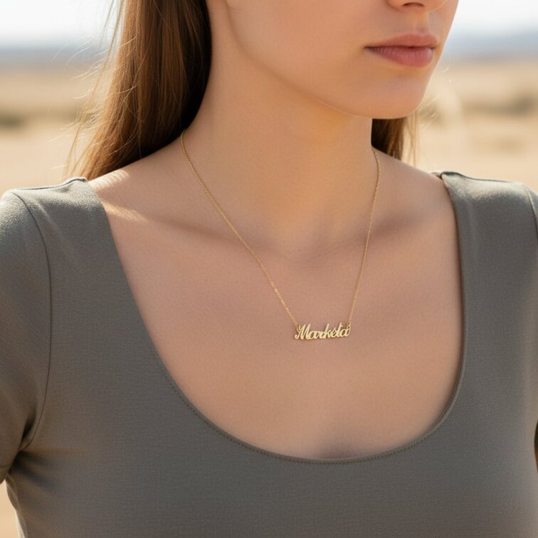 Řetízek z oceli se jménem Markéta zlatá ocel