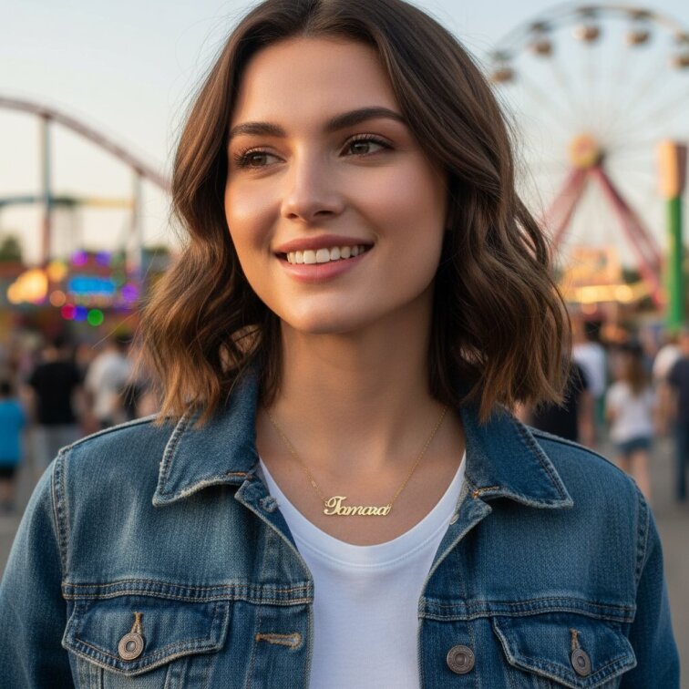 Řetízek z oceli se jménem Tamara zlatá ocel