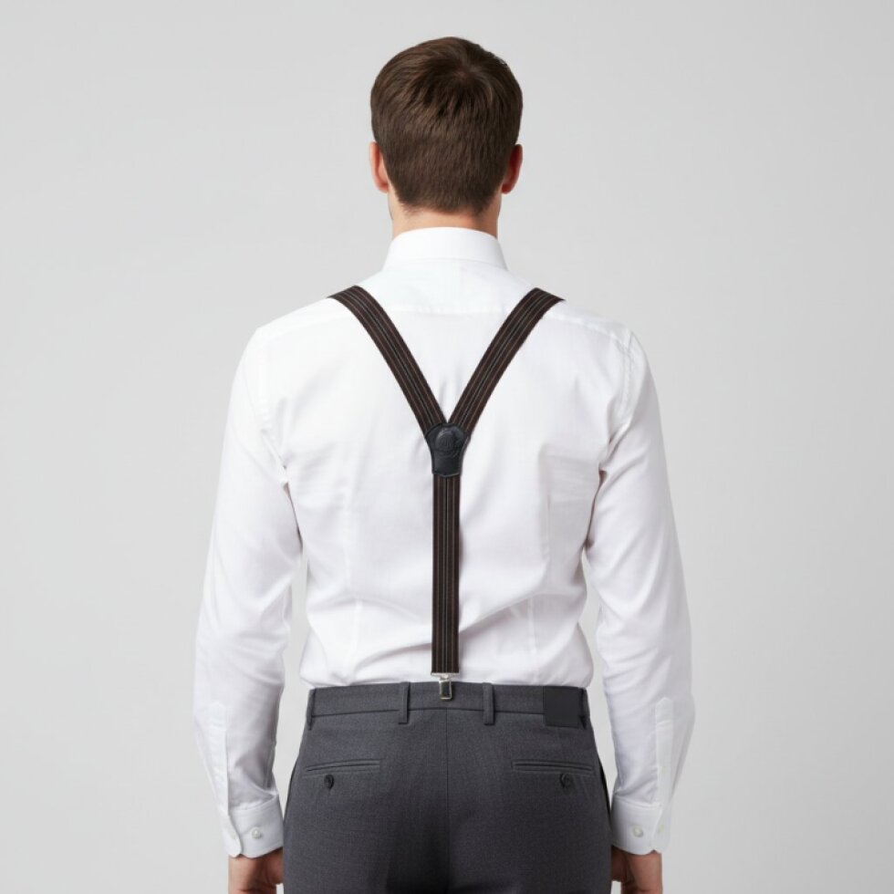 Kšandy pánské, hnědé pruhované MB2058