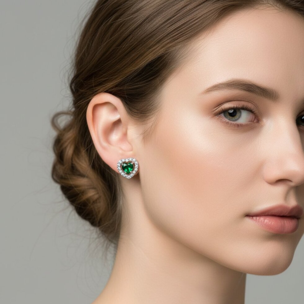 Nerina-EW 321 Ocelové náušnice se zeleným zirkonem