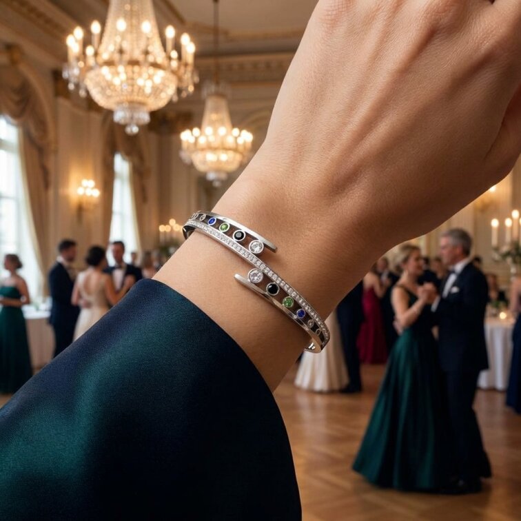 Dámský náramek z chirurgické oceli se zirkony