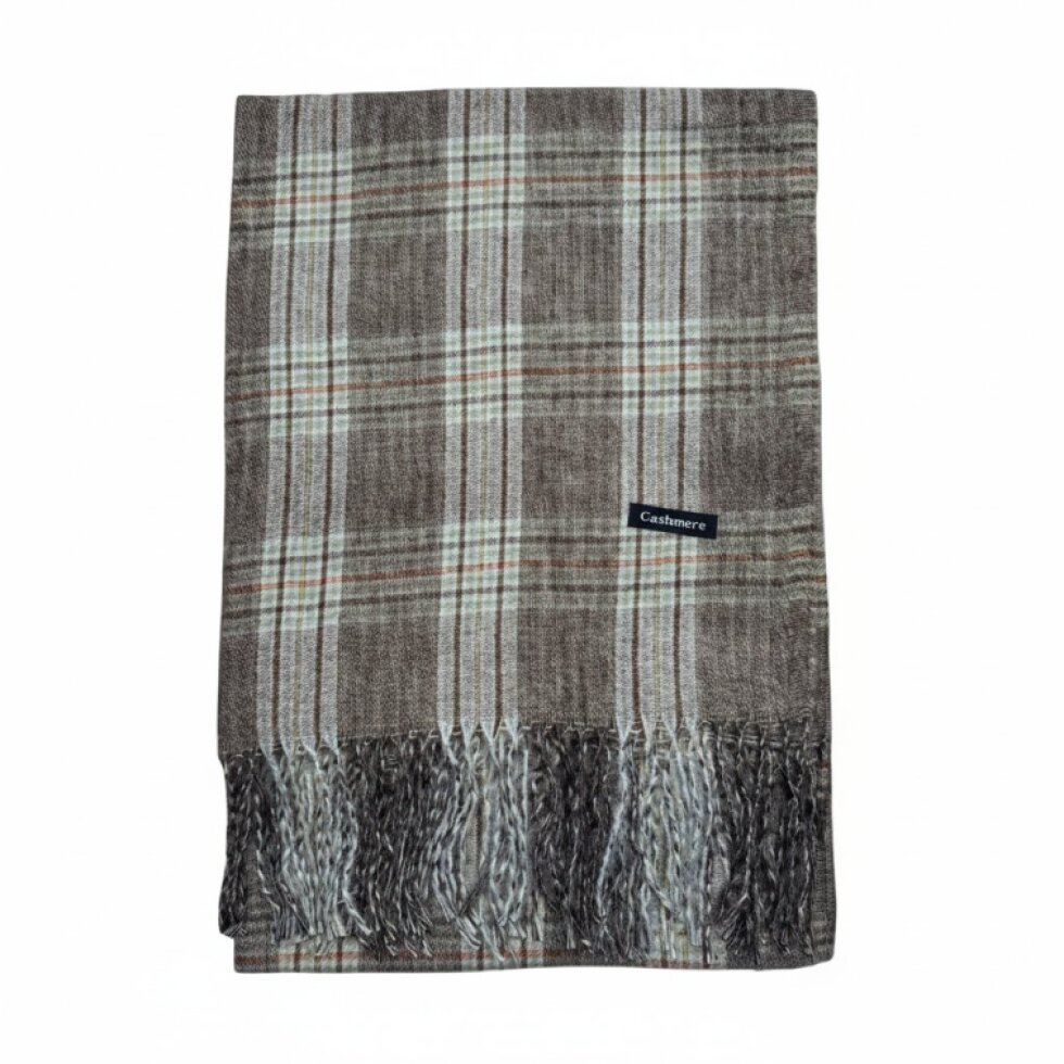 Luxusní Kašmírová Kostkovaná Šála s Třásněmi 180x65 cm