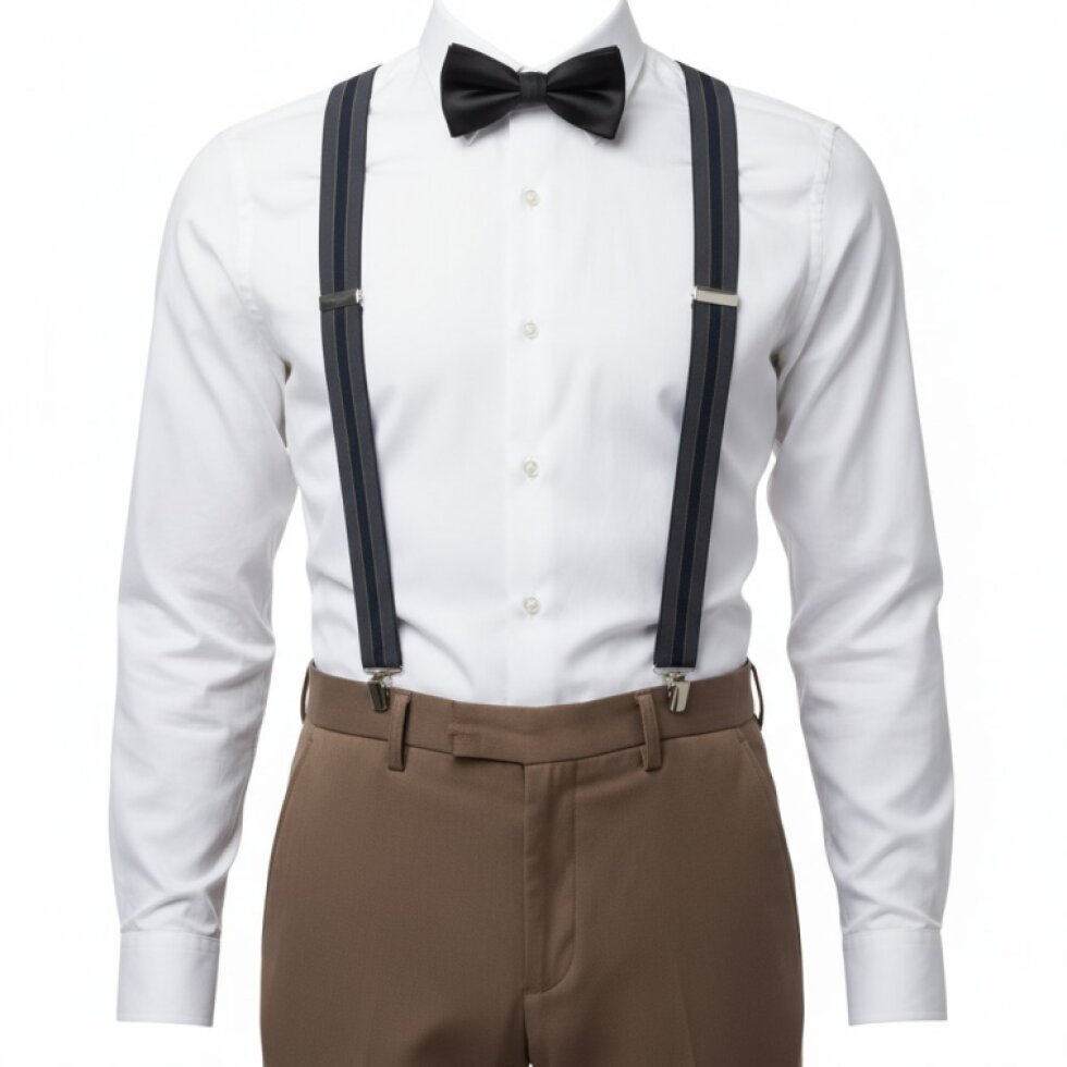 Kšandy pánské, modro - šedé pruhované MB2055