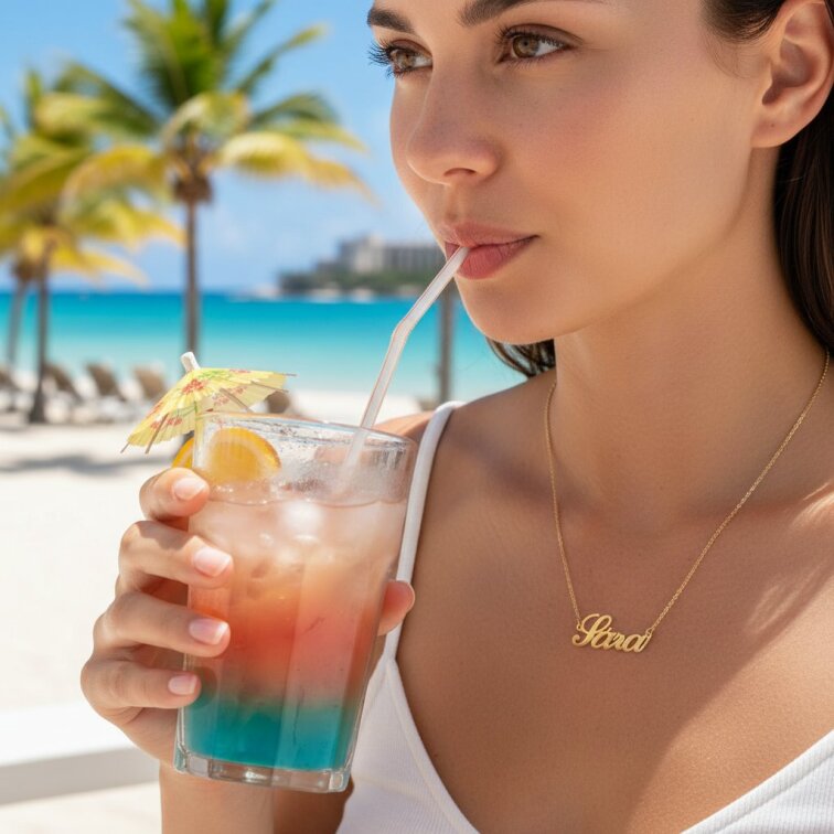 Řetízek z oceli se jménem Sára zlatá ocel