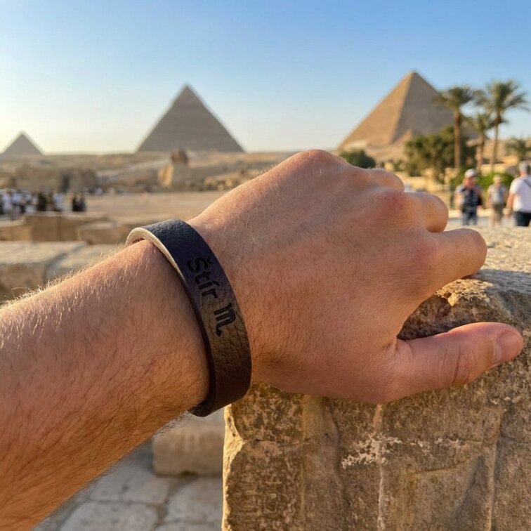 Pánský kožený náramek hnědý se znamením Štír