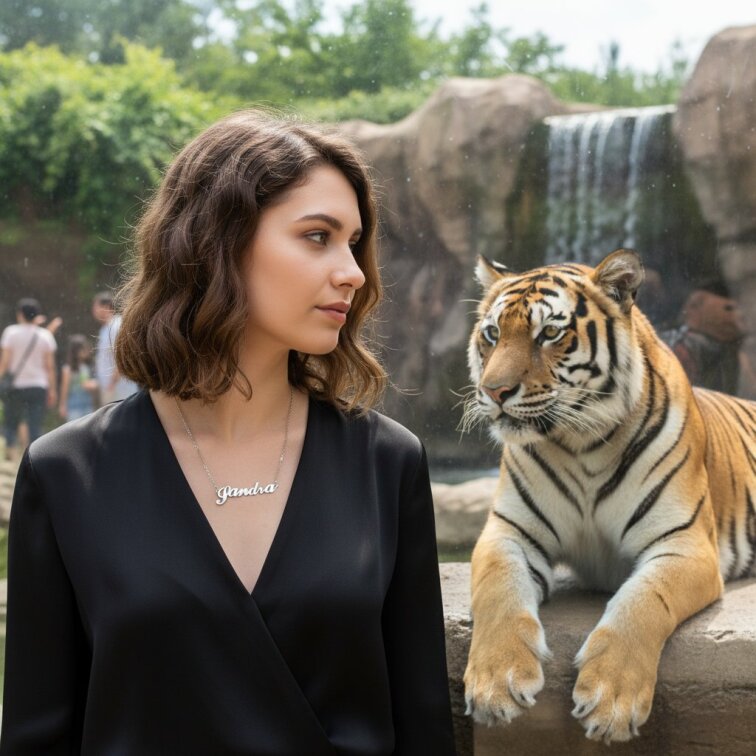 Řetízek z oceli se jménem Sandra stříbrný