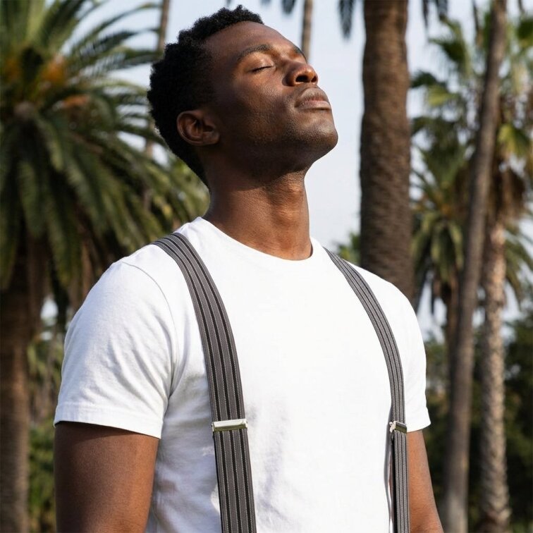 Kšandy pánské, šedé pruhované MB2043