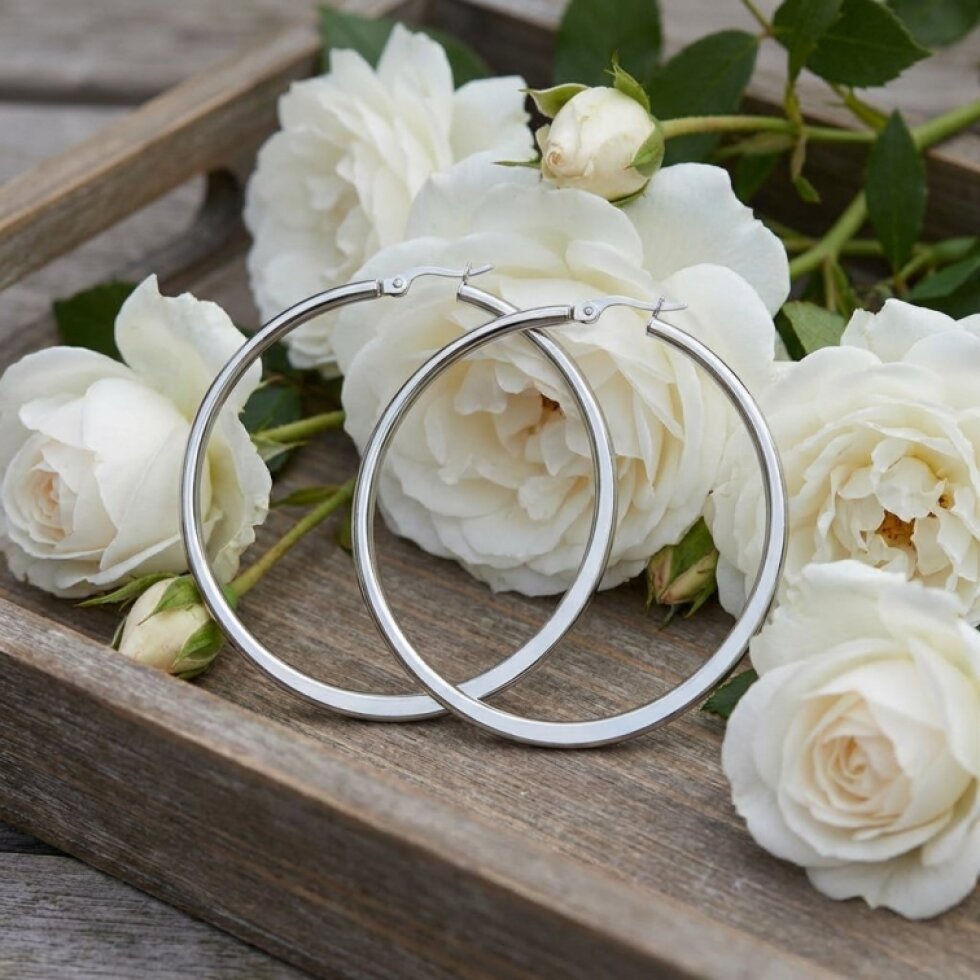 Ocelové náušnice kruhy 7,5 cm - Dárkové balení