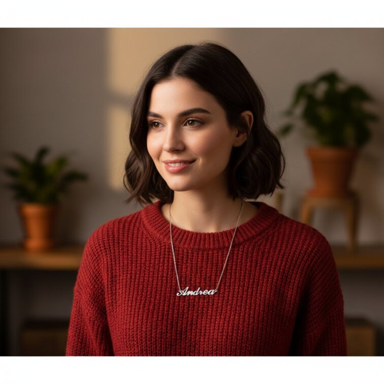 Řetízek z oceli se jménem Andrea stříbrný