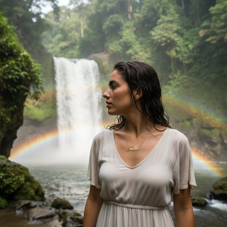 Řetízek z oceli se jménem Julie zlatá ocel