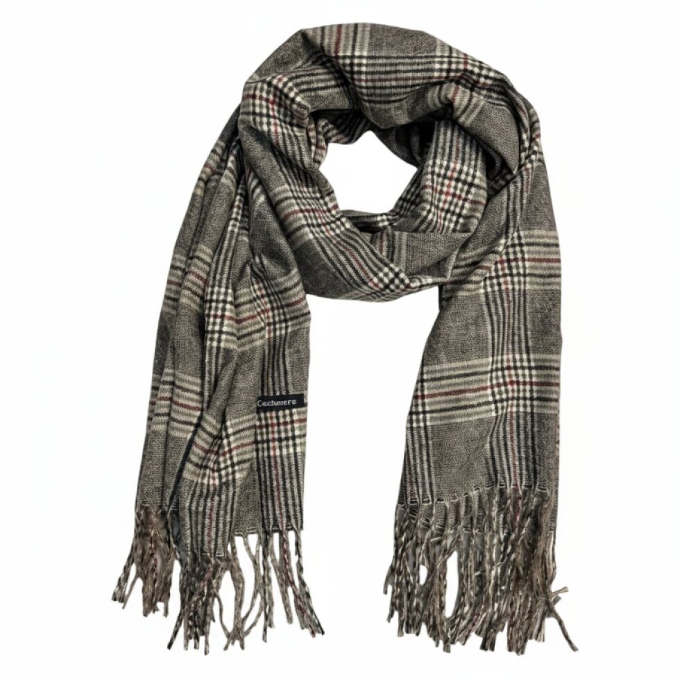 Luxusní Kašmírová Kostkovaná Šála 180x65 cm s Třásněmi